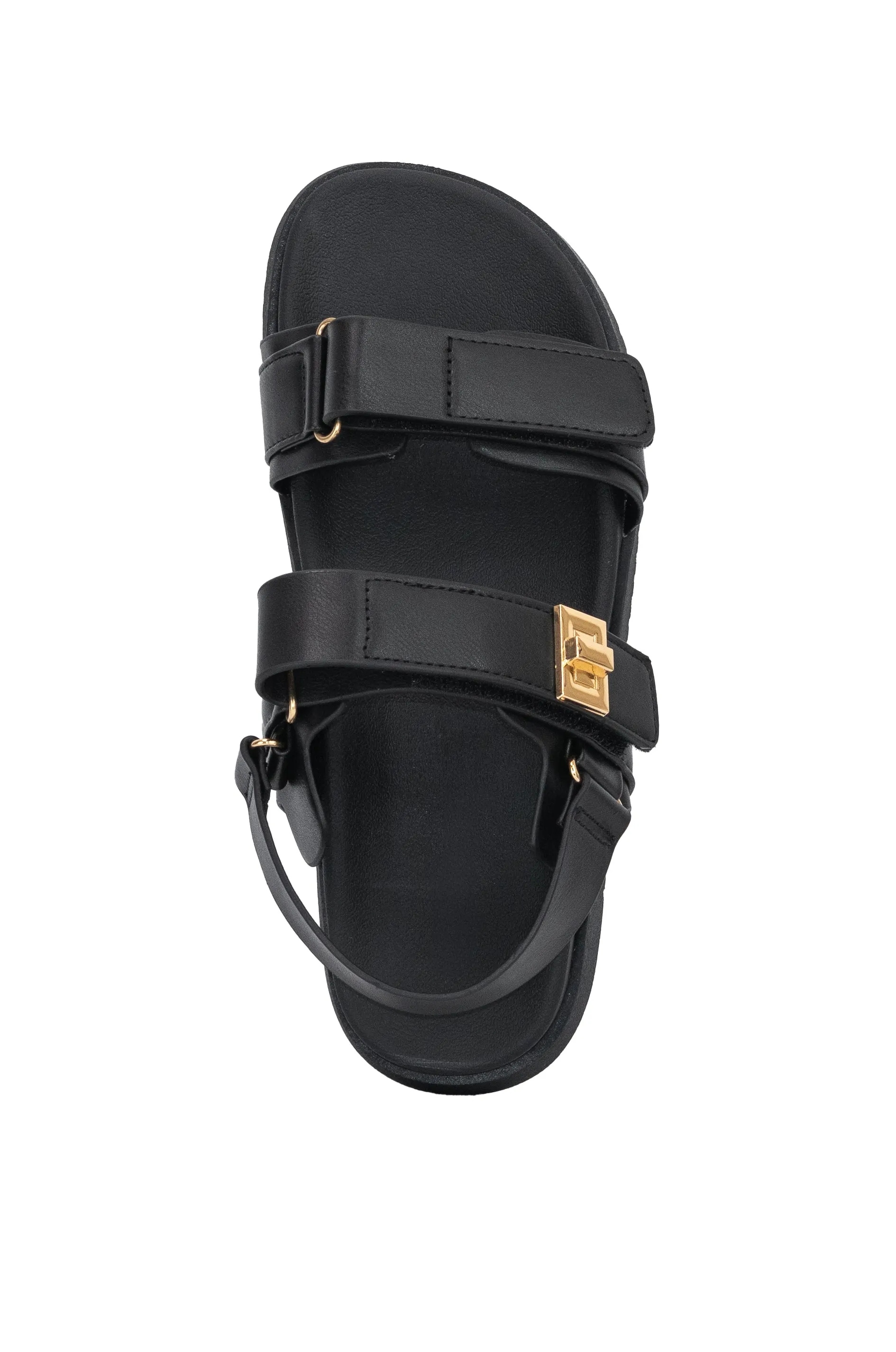 Daniela - Wide Friendly Adjustable Double Strap Flat Sandals