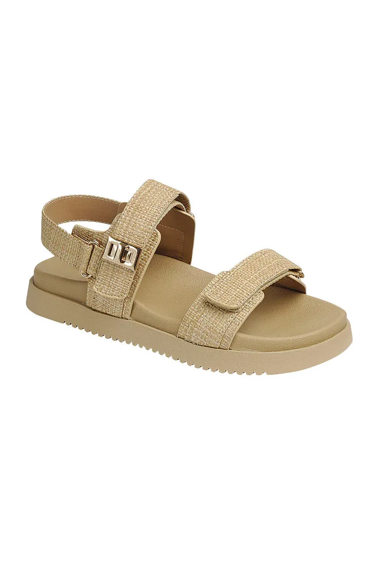 Daniela - Wide Friendly Adjustable Double Strap Flat Sandals