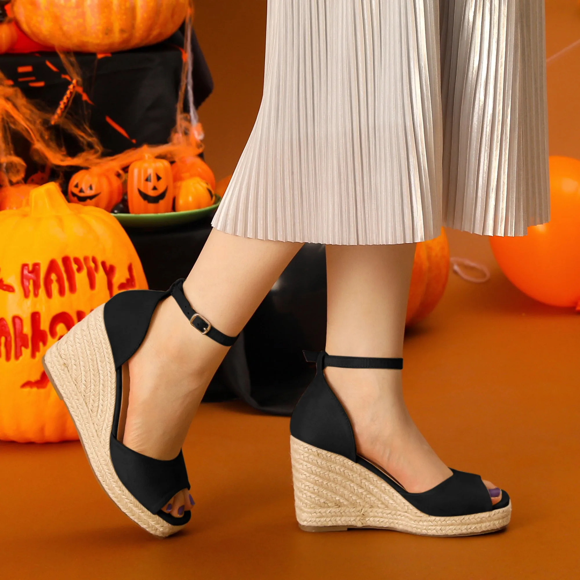 Espadrille Platform Ankle Strap Wedge Heel Sandals