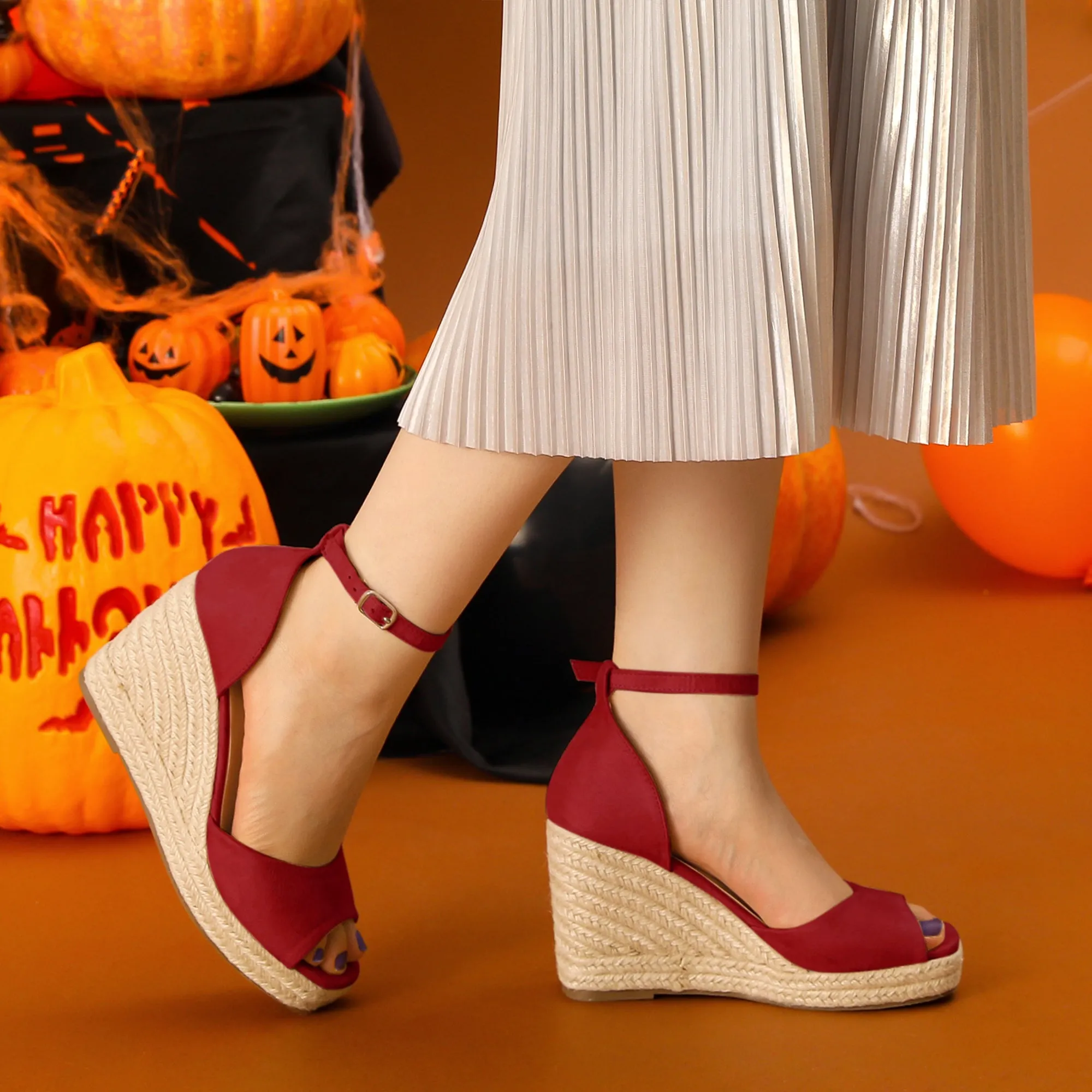 Espadrille Platform Ankle Strap Wedge Heel Sandals