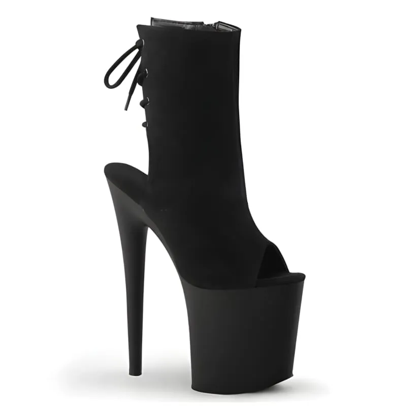 Glossy Black High Heel Platform Ankle Boots for Fetish Bondage