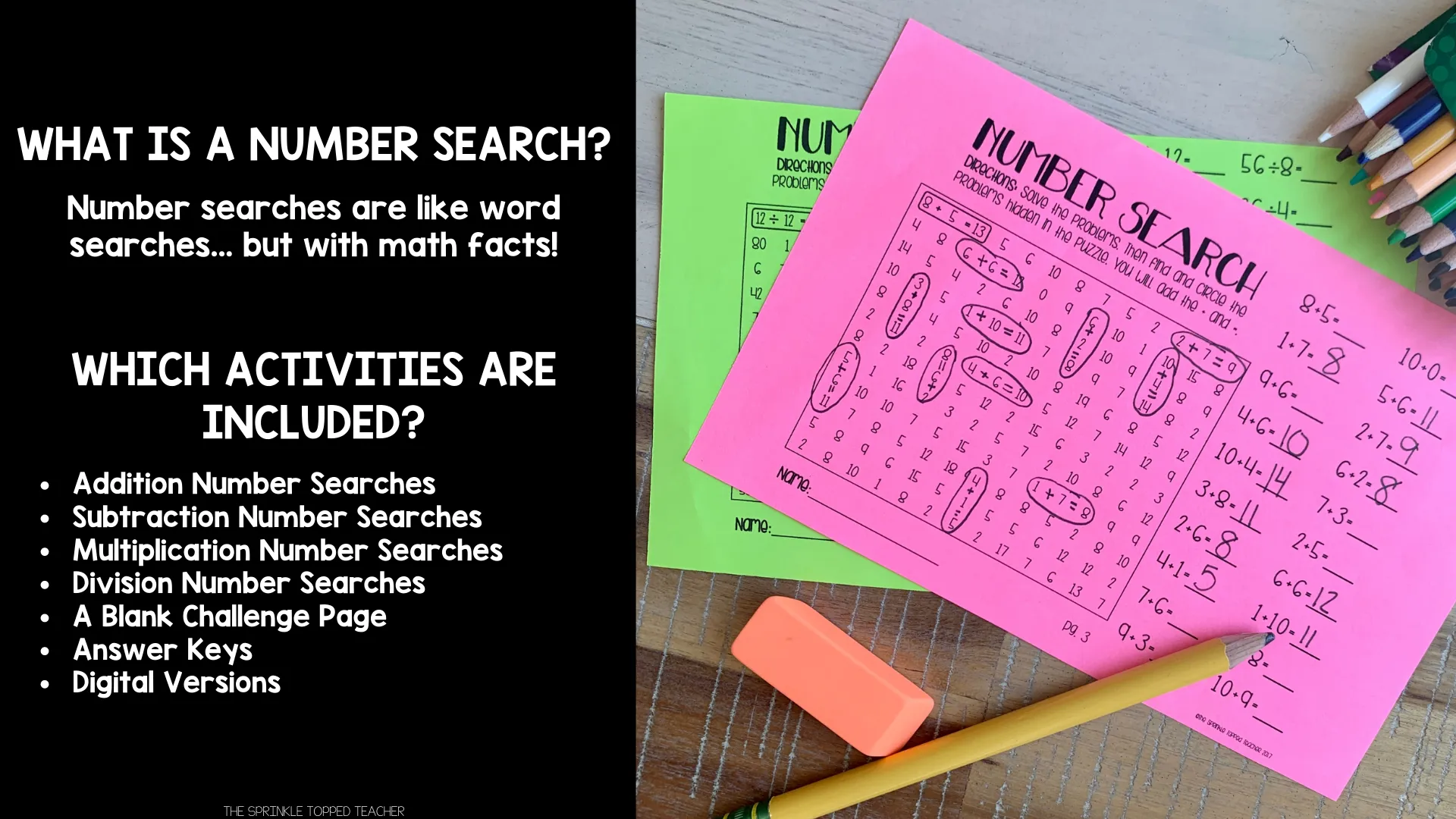 Math Fact Fluency Number Search Bundle - Addition Subtraction Mult & Division
