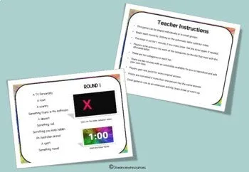 Scattergories- a game of fast thinking and vocabulary skills