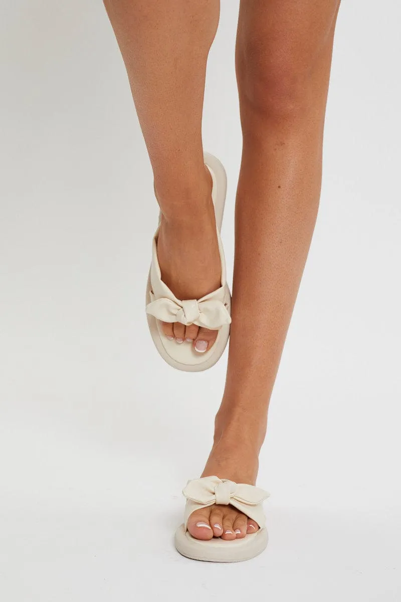 White Bow Tie Detail Flat Sliders