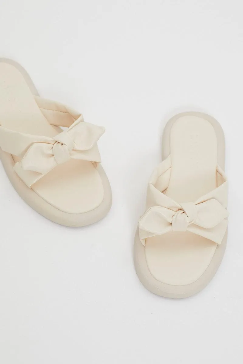 White Bow Tie Detail Flat Sliders